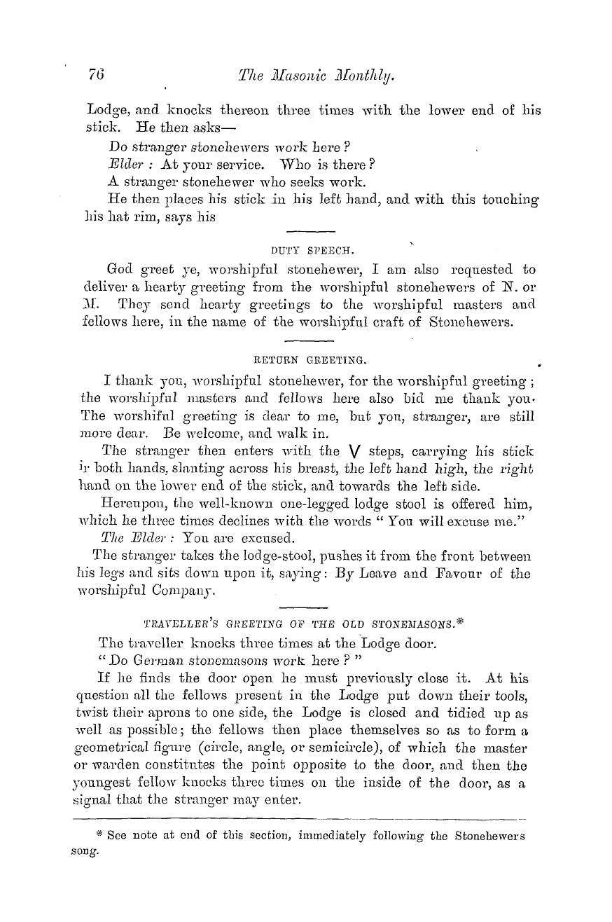 The Masonic Monthly: 1882-08-01 - Craft Customs Of The Ancient Stonehewers, Masons, And Carpenters.