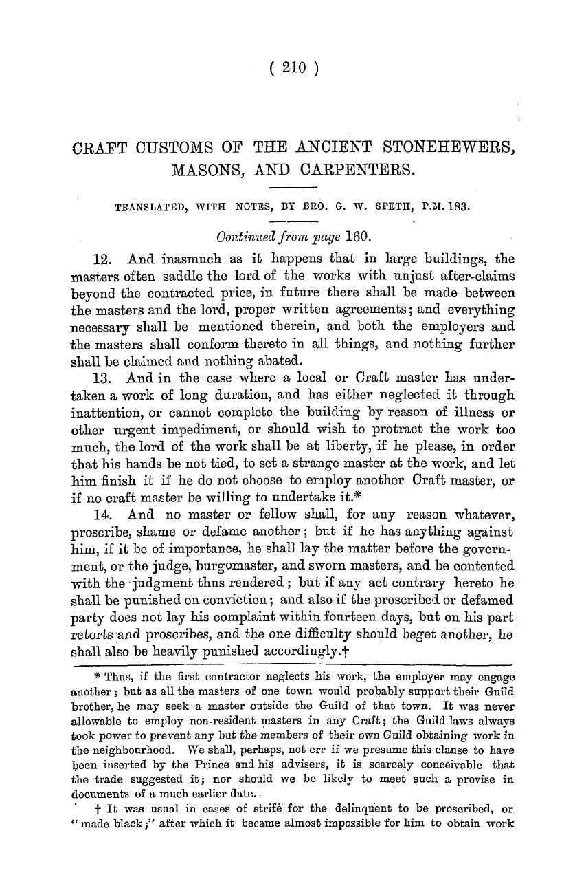 The Masonic Monthly: 1882-10-01 - Craft Customs Of The Ancient Stonehewers, Masons, And Carpenters.