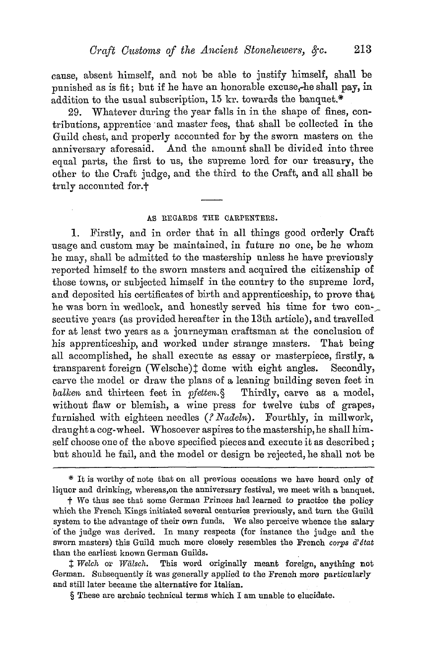 The Masonic Monthly: 1882-10-01 - Craft Customs Of The Ancient Stonehewers, Masons, And Carpenters.