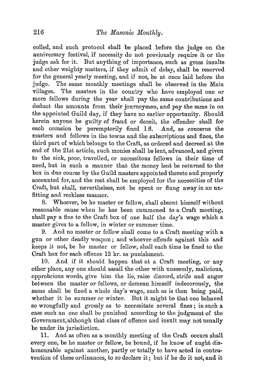 The Masonic Monthly: 1882-10-01 - Craft Customs Of The Ancient Stonehewers, Masons, And Carpenters.